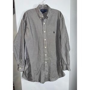 Ralph Lauren Yarmouth blue grid check long sleeve men's shirt 16.5"  32/33